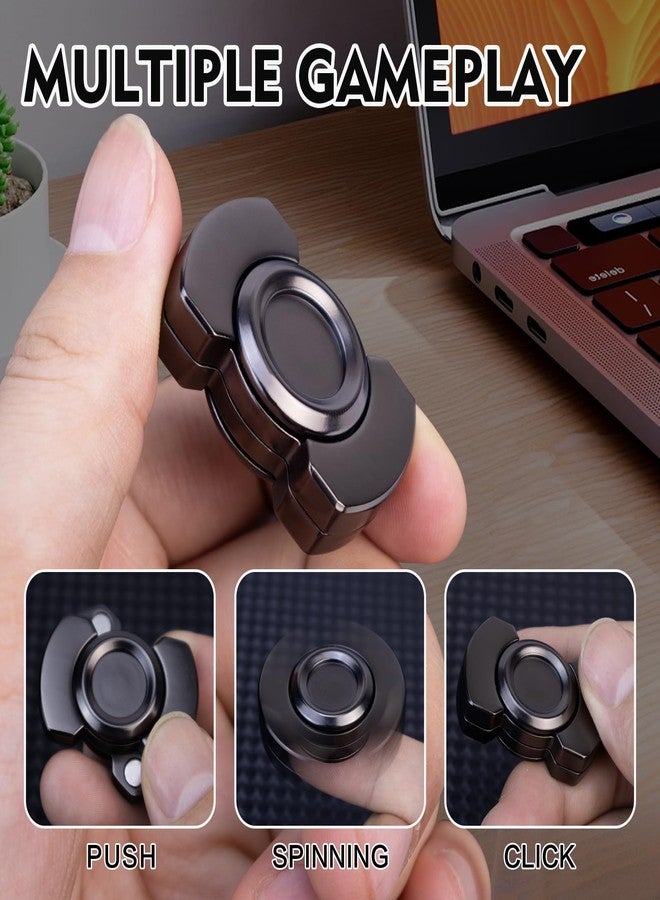 D.G.PLAYER 3-in-1 Fidget Toys Adults: Spinner, Slider & Clicker - Magnetic Stainless Steel Bearing for Super-Stable Rotation - Stress Relief, Enhanced Focus, and Habit Breaking, Kids Valentines Day Gifts (Black) - Image 2